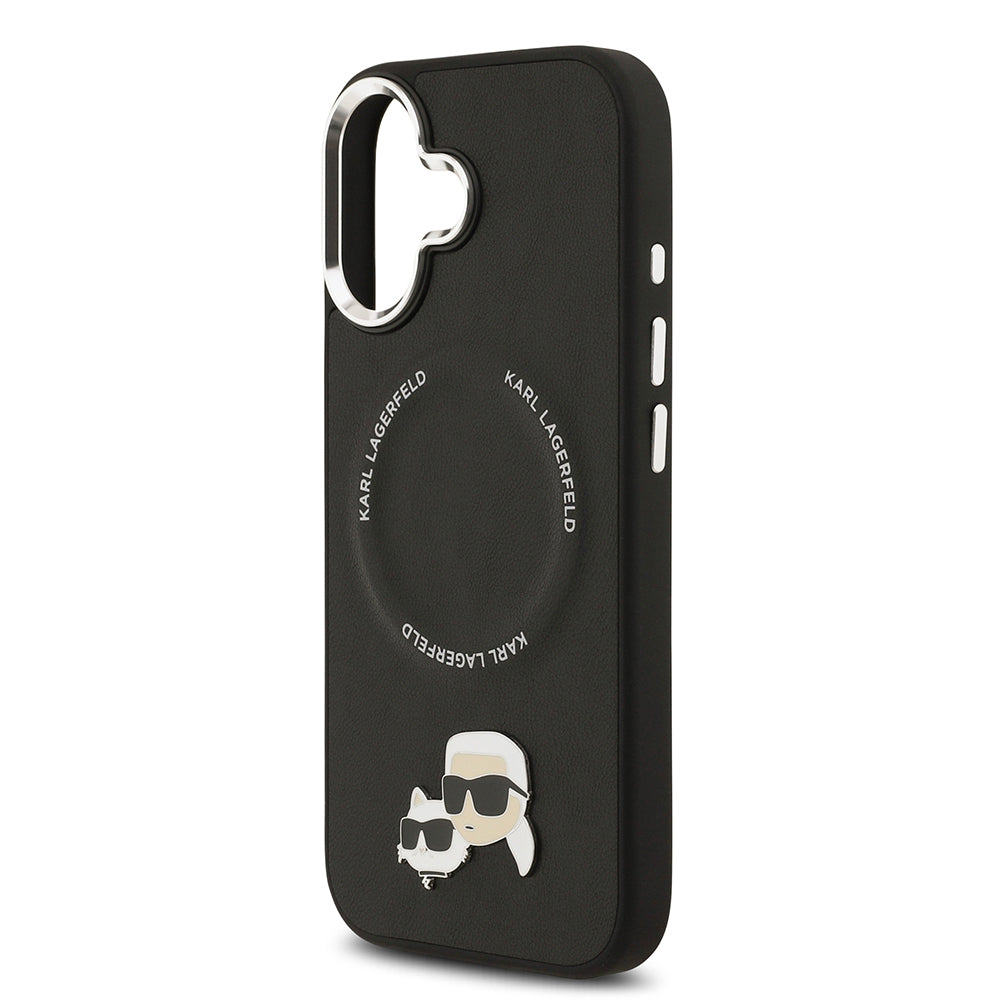 iPhone 17 Kılıf Karl Lagerfeld Orijinal Lisanslı M-safe Şarj Özellikli Metal Kamera ve Buton Tasarımlı K&C PU Deri Kılıf