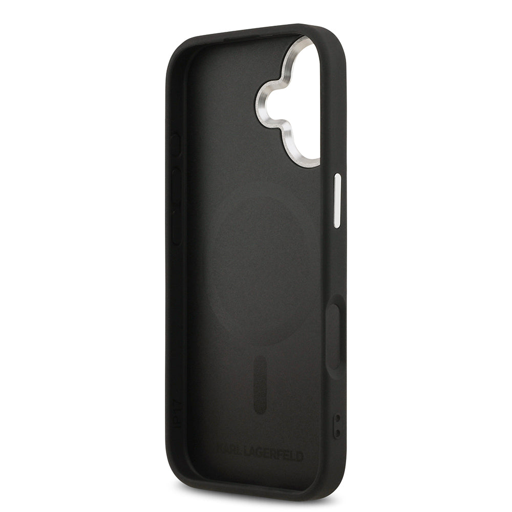iPhone 17 Kılıf Karl Lagerfeld Orijinal Lisanslı M-safe Şarj Özellikli Metal Kamera ve Buton Tasarımlı K&C PU Deri Kılıf