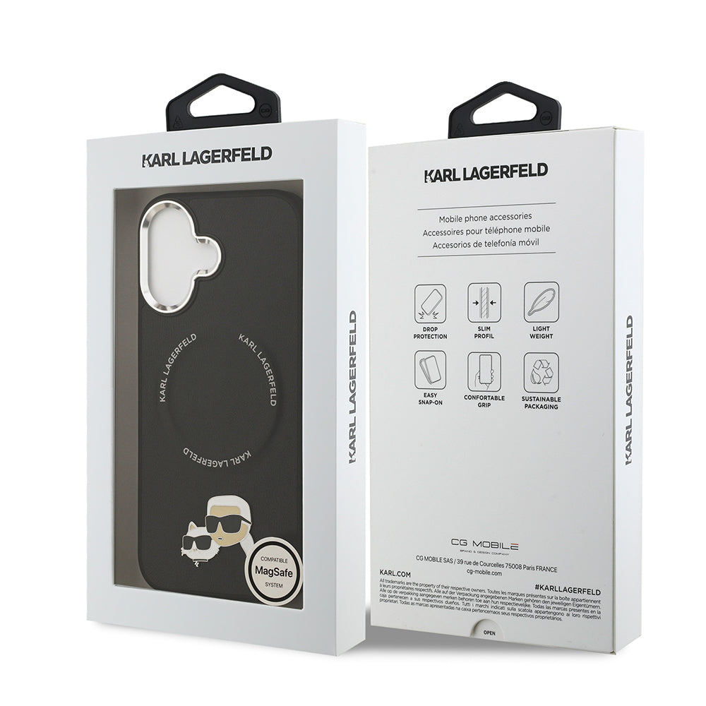 iPhone 17 Kılıf Karl Lagerfeld Orijinal Lisanslı M-safe Şarj Özellikli Metal Kamera ve Buton Tasarımlı K&C PU Deri Kılıf