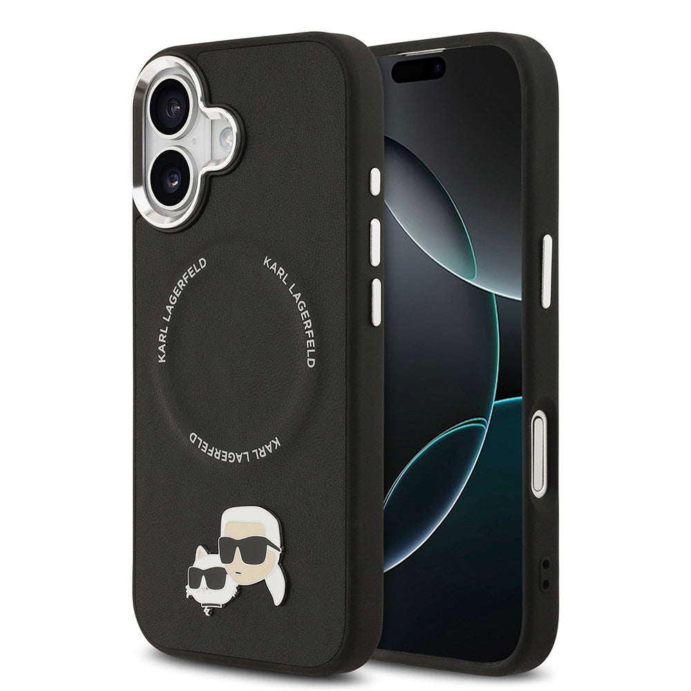 iPhone 17 Kılıf Karl Lagerfeld Orijinal Lisanslı M-safe Şarj Özellikli Metal Kamera ve Buton Tasarımlı K&C PU Deri Kılıf