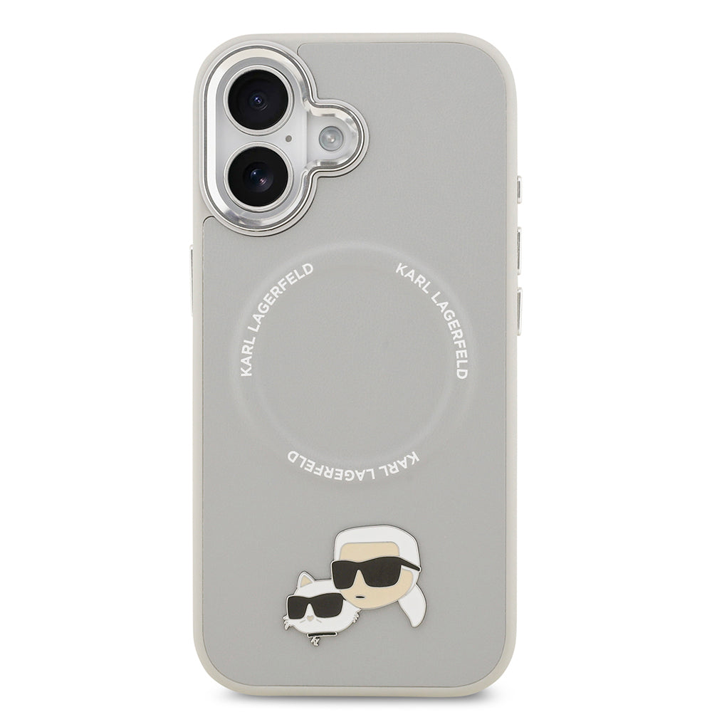 iPhone 17 Kılıf Karl Lagerfeld Orijinal Lisanslı M-safe Şarj Özellikli Metal Kamera ve Buton Tasarımlı K&C PU Deri Kılıf