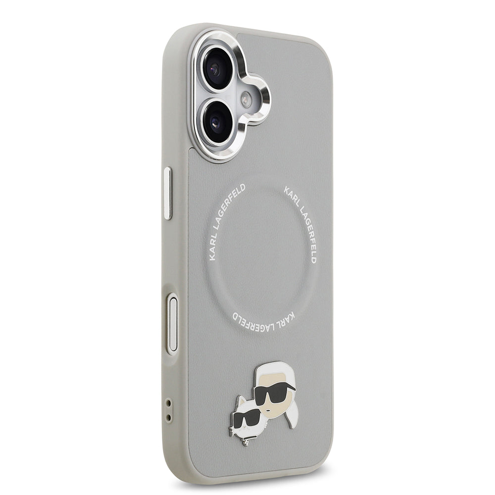iPhone 17 Kılıf Karl Lagerfeld Orijinal Lisanslı M-safe Şarj Özellikli Metal Kamera ve Buton Tasarımlı K&C PU Deri Kılıf