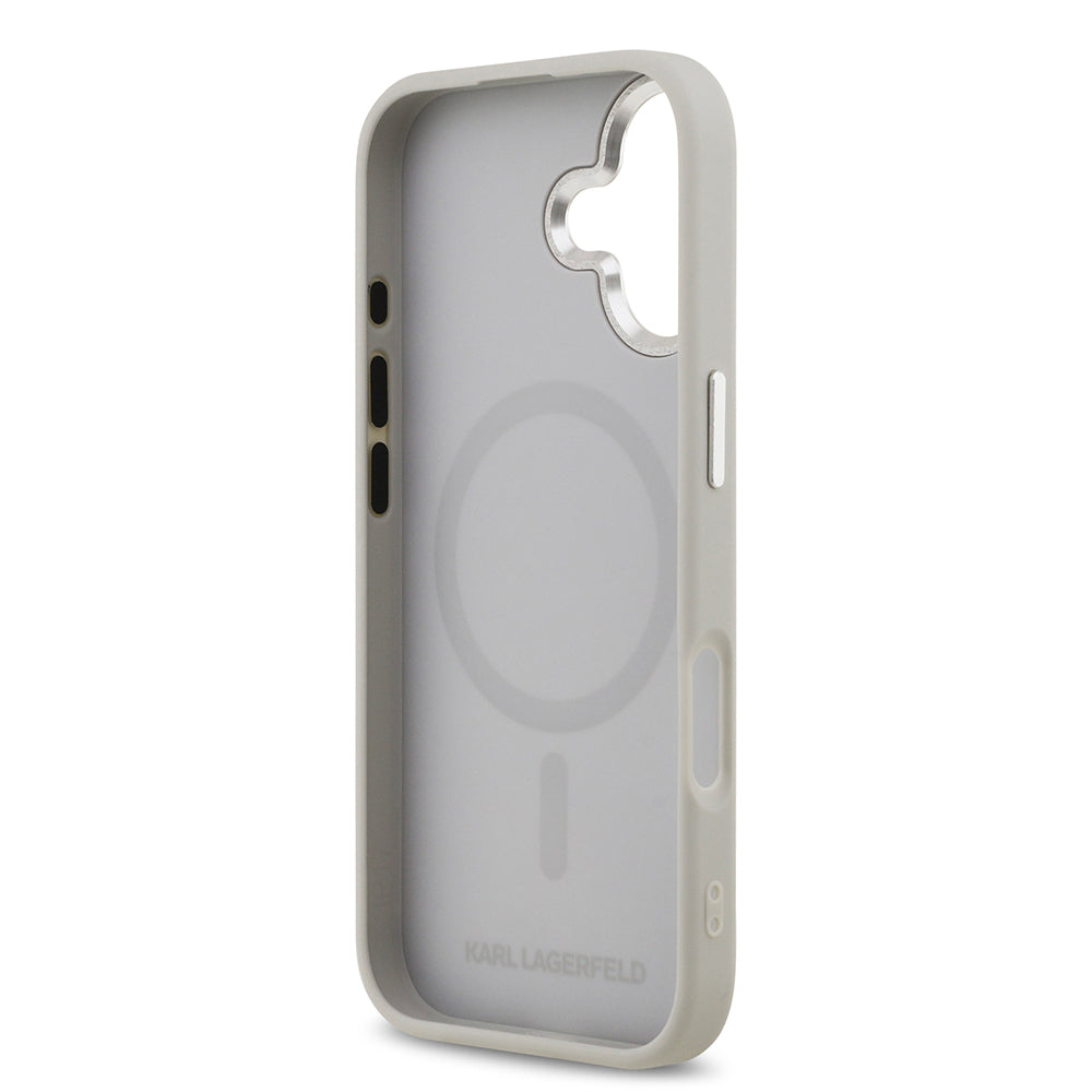 iPhone 17 Kılıf Karl Lagerfeld Orijinal Lisanslı M-safe Şarj Özellikli Metal Kamera ve Buton Tasarımlı K&C PU Deri Kılıf