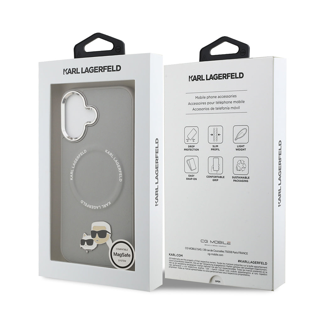 iPhone 17 Kılıf Karl Lagerfeld Orijinal Lisanslı M-safe Şarj Özellikli Metal Kamera ve Buton Tasarımlı K&C PU Deri Kılıf