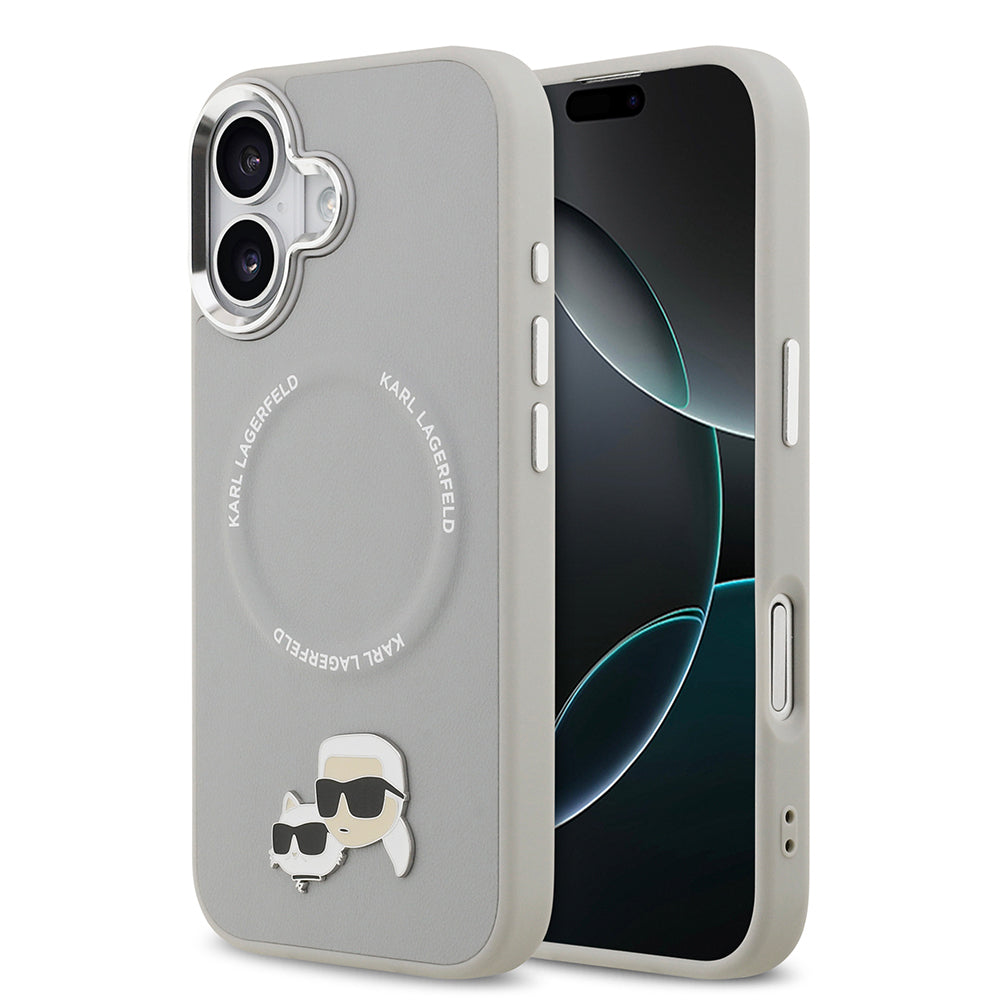 iPhone 17 Kılıf Karl Lagerfeld Orijinal Lisanslı M-safe Şarj Özellikli Metal Kamera ve Buton Tasarımlı K&C PU Deri Kılıf