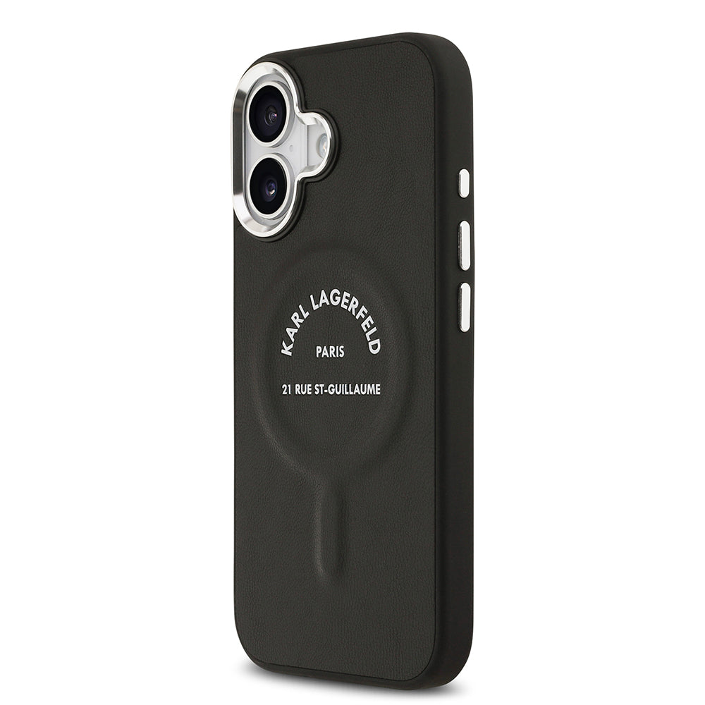 iPhone 17 Kılıf Karl Lagerfeld Orijinal Lisanslı M-safe Şarj Özellikli Metal Kamera ve Buton Tasarımlı Paris RSG PU Deri Kılıf