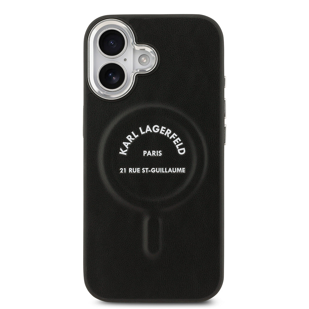 iPhone 17 Kılıf Karl Lagerfeld Orijinal Lisanslı M-safe Şarj Özellikli Metal Kamera ve Buton Tasarımlı Paris RSG PU Deri Kılıf