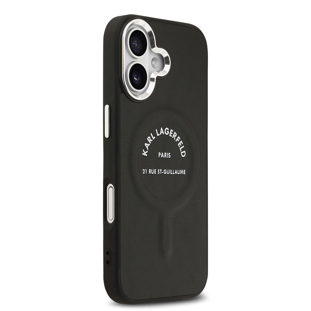 iPhone 17 Kılıf Karl Lagerfeld Orijinal Lisanslı M-safe Şarj Özellikli Metal Kamera ve Buton Tasarımlı Paris RSG PU Deri Kılıf