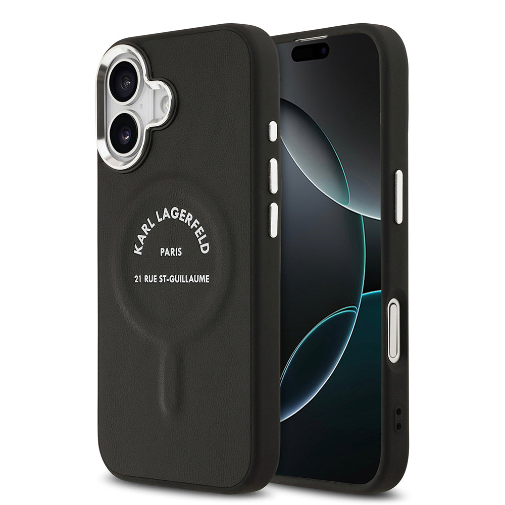 iPhone 17 Kılıf Karl Lagerfeld Orijinal Lisanslı M-safe Şarj Özellikli Metal Kamera ve Buton Tasarımlı Paris RSG PU Deri Kılıf