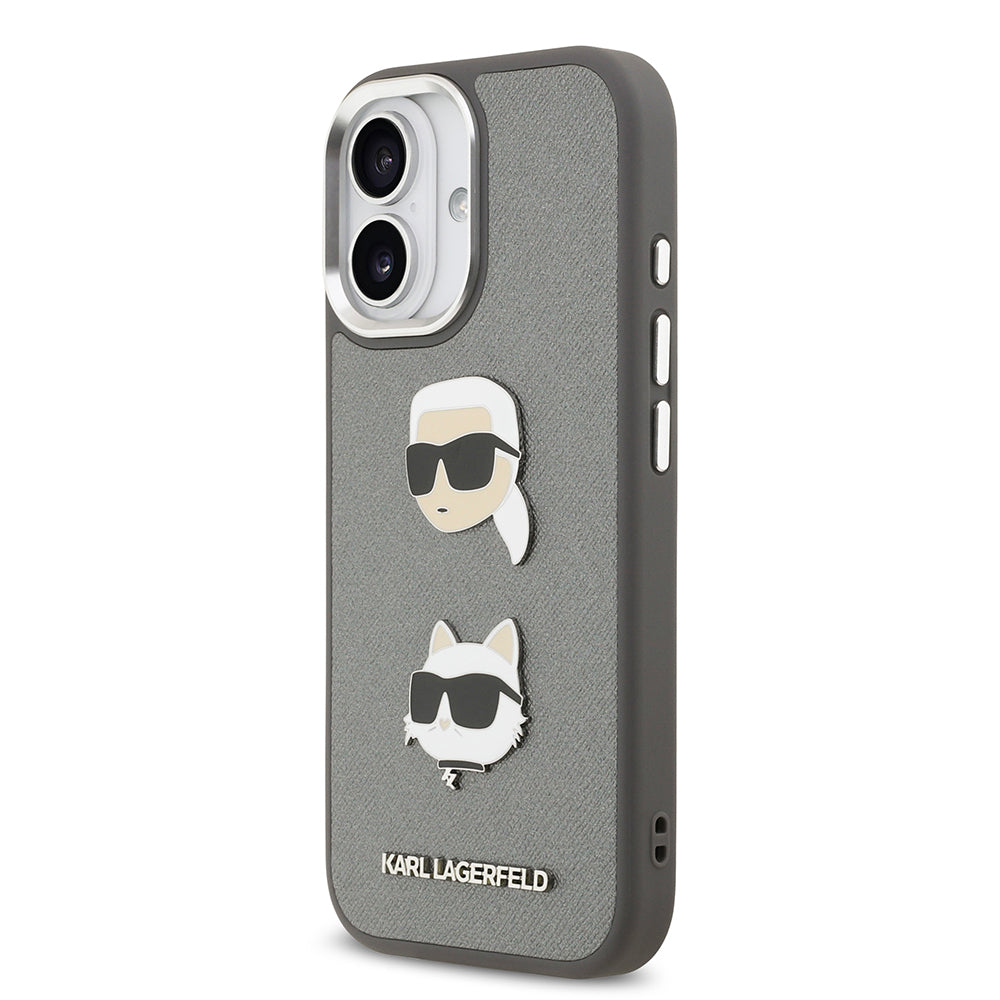 iPhone 17 Kılıf Karl Lagerfeld Orijinal Lisanslı Metal Logolu K&C Heads Pin Kılıf