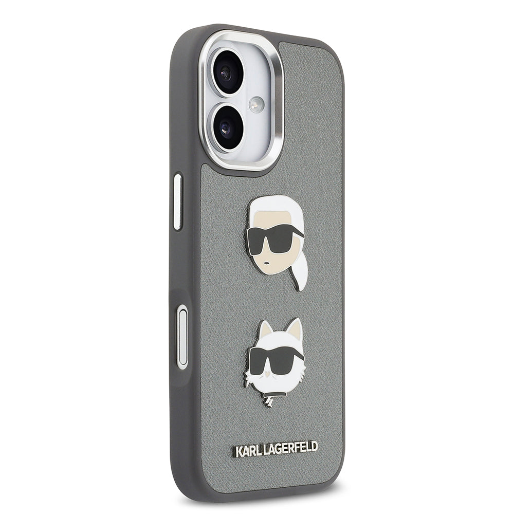 iPhone 17 Kılıf Karl Lagerfeld Orijinal Lisanslı Metal Logolu K&C Heads Pin Kılıf