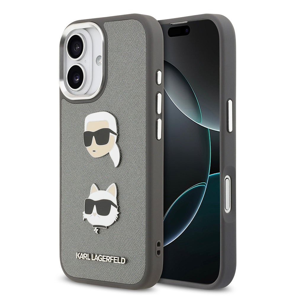 iPhone 17 Kılıf Karl Lagerfeld Orijinal Lisanslı Metal Logolu K&C Heads Pin Kılıf