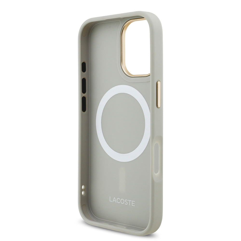 iPhone 17 Kılıf Lacoste Orijinal Lisanslı M-safe Şarj Özellikli Champs Elysees PU Deri Tasarımlı Kılıf