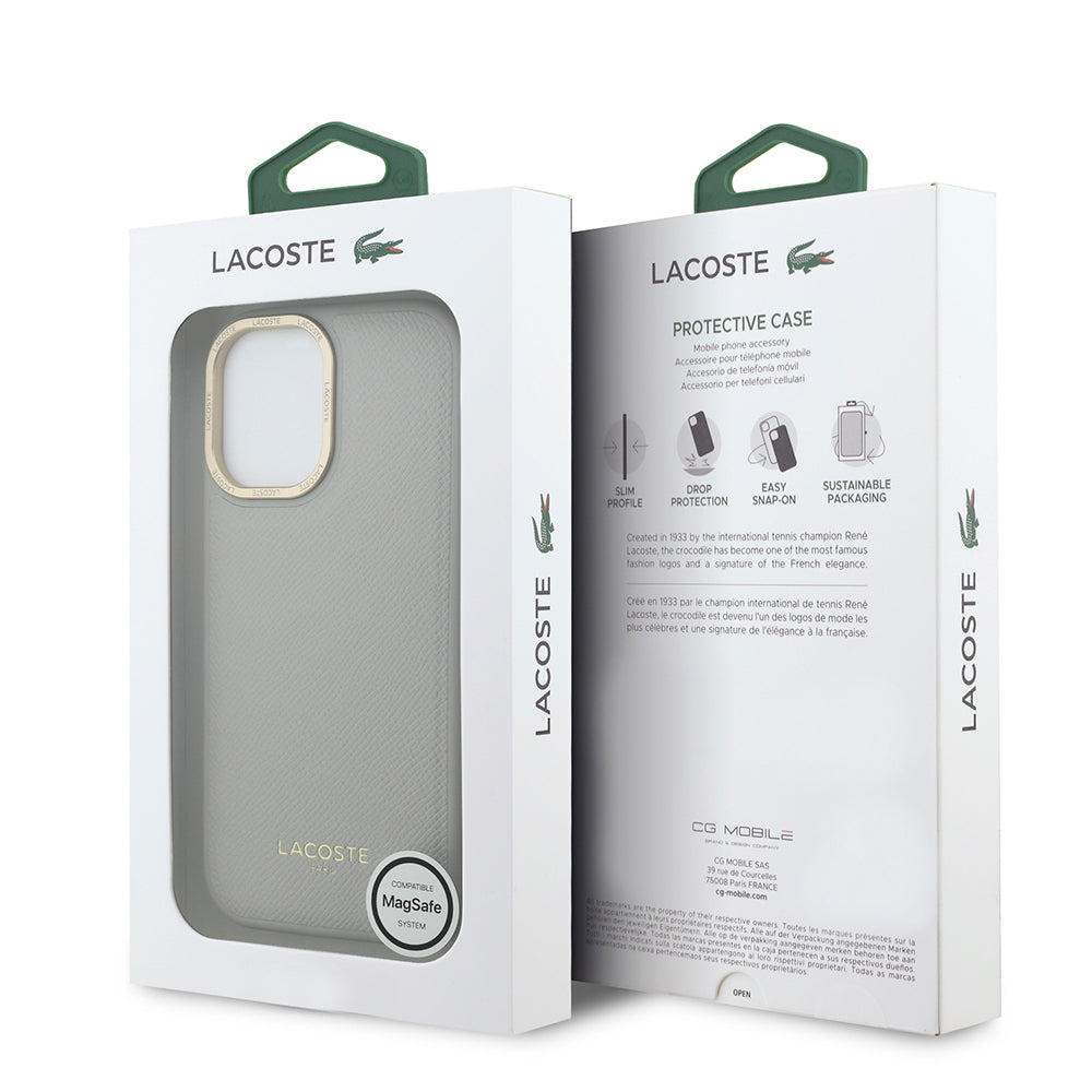 iPhone 17 Kılıf Lacoste Orijinal Lisanslı M-safe Şarj Özellikli Champs Elysees PU Deri Tasarımlı Kılıf