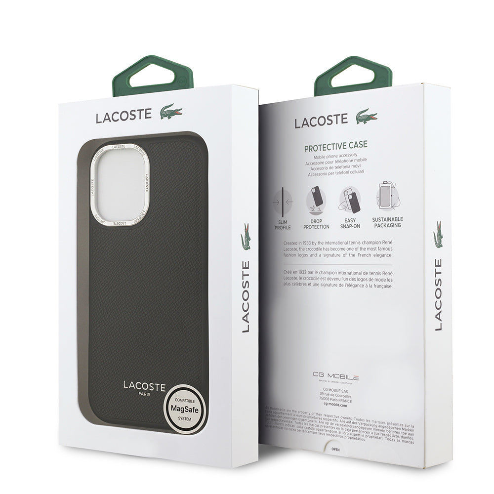 iPhone 17 Kılıf Lacoste Orijinal Lisanslı M-safe Şarj Özellikli Champs Elysees PU Deri Tasarımlı Kılıf