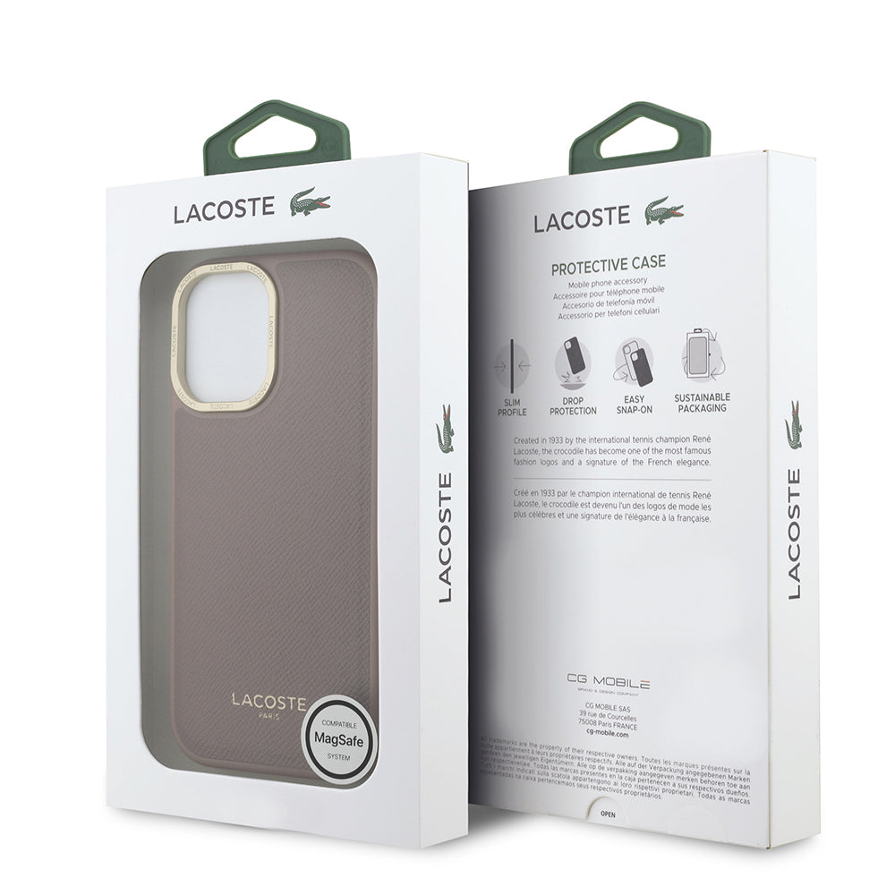 iPhone 17 Kılıf Lacoste Orijinal Lisanslı M-safe Şarj Özellikli Champs Elysees PU Deri Tasarımlı Kılıf