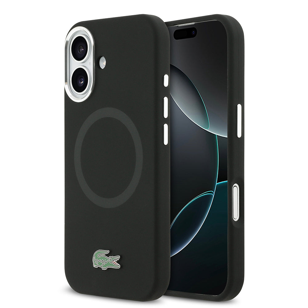 iPhone 17 Kılıf Lacoste Orijinal Lisanslı M-safe Şarj Özellikli İkonik Logolu Metal Kamera Çerçeveli Silikon Kılıf