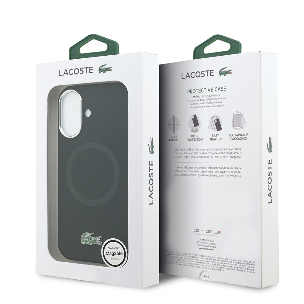 iPhone 17 Kılıf Lacoste Orijinal Lisanslı M-safe Şarj Özellikli İkonik Logolu Metal Kamera Çerçeveli Silikon Kılıf