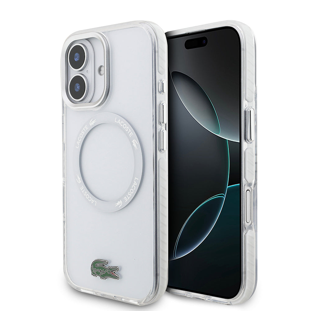 iPhone 17 Kılıf Lacoste Orijinal Lisanslı M-safe Şarj Özellikli İkonik Timsah Logolu Buzlu Kılıf