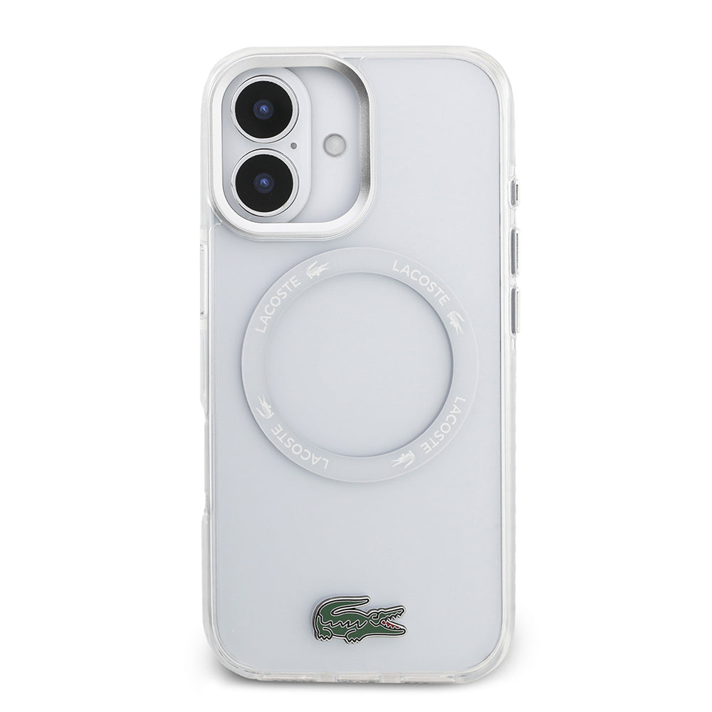 iPhone 17 Kılıf Lacoste Orijinal Lisanslı M-safe Şarj Özellikli İkonik Timsah Logolu Buzlu Kılıf