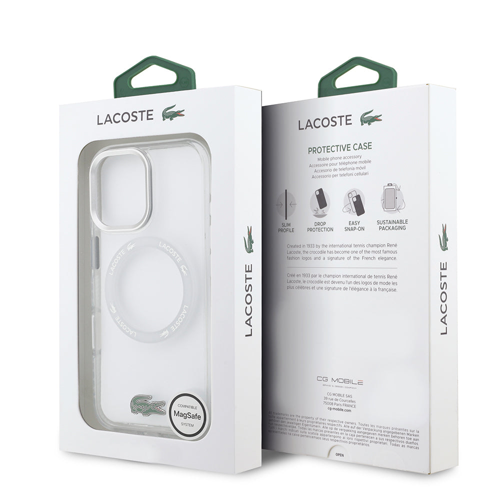 iPhone 17 Kılıf Lacoste Orijinal Lisanslı M-safe Şarj Özellikli İkonik Timsah Logolu Buzlu Kılıf