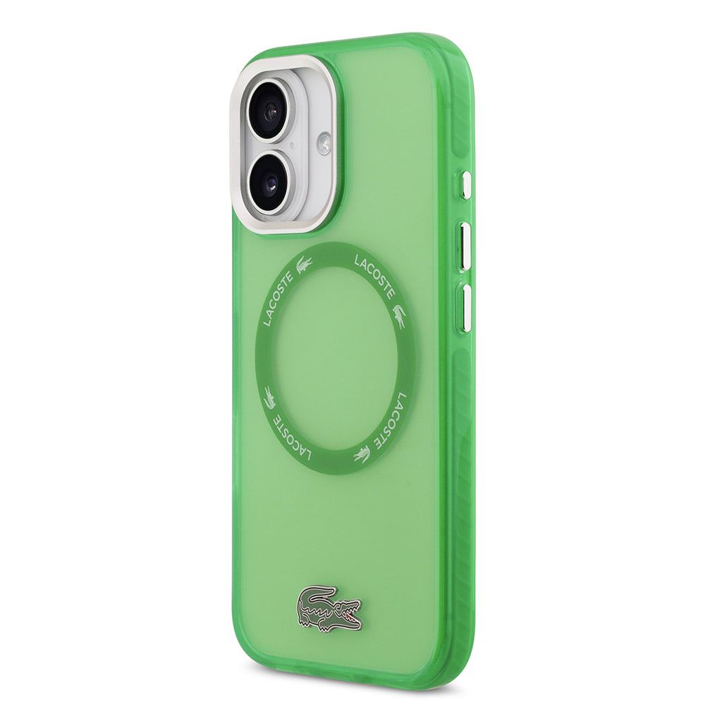 iPhone 17 Kılıf Lacoste Orijinal Lisanslı M-safe Şarj Özellikli İkonik Timsah Logolu Buzlu Kılıf