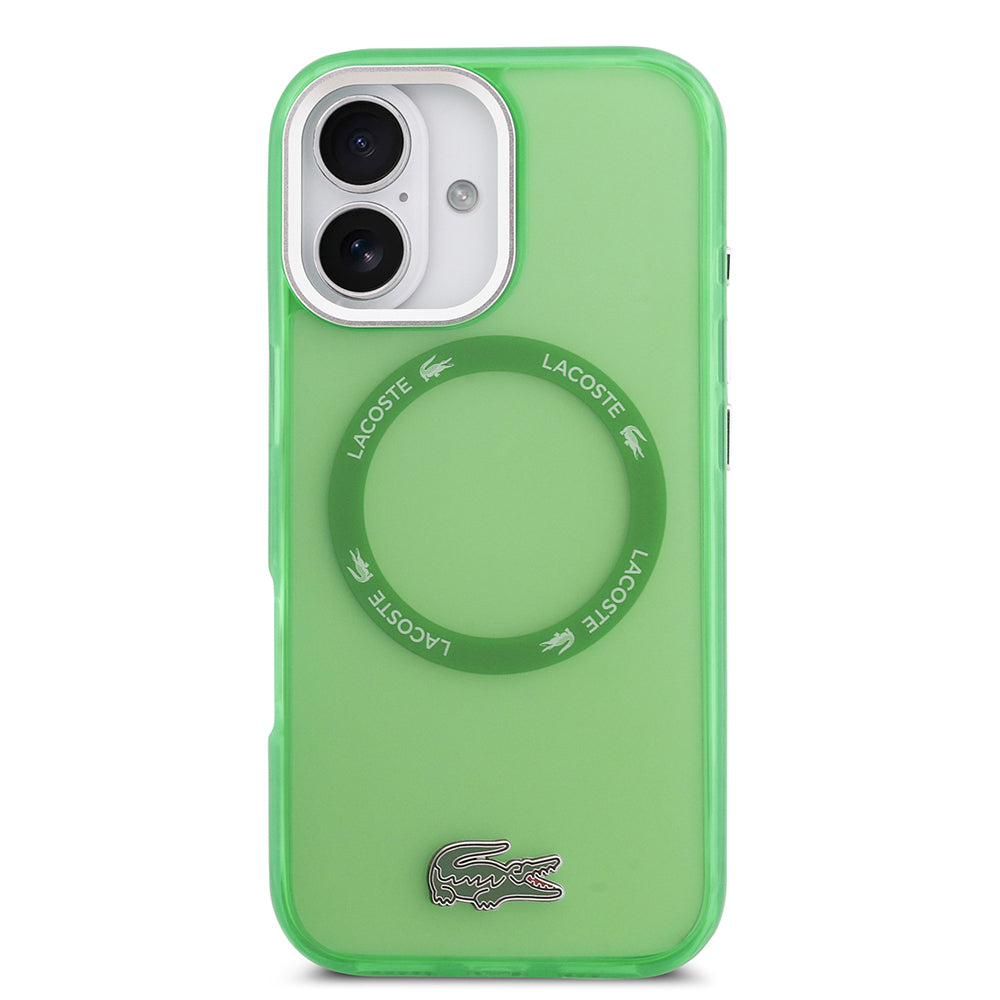 iPhone 17 Kılıf Lacoste Orijinal Lisanslı M-safe Şarj Özellikli İkonik Timsah Logolu Buzlu Kılıf