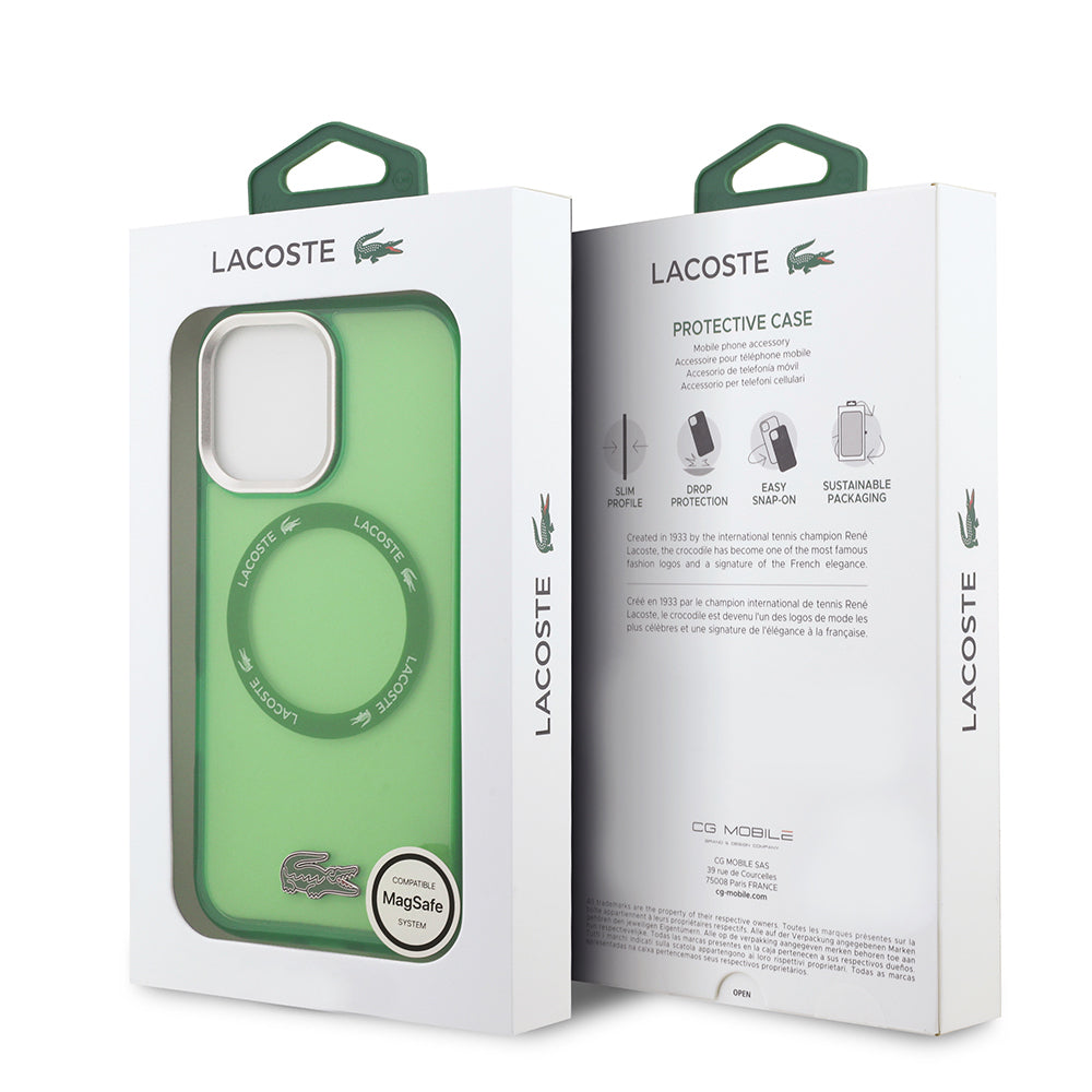 iPhone 17 Kılıf Lacoste Orijinal Lisanslı M-safe Şarj Özellikli İkonik Timsah Logolu Buzlu Kılıf