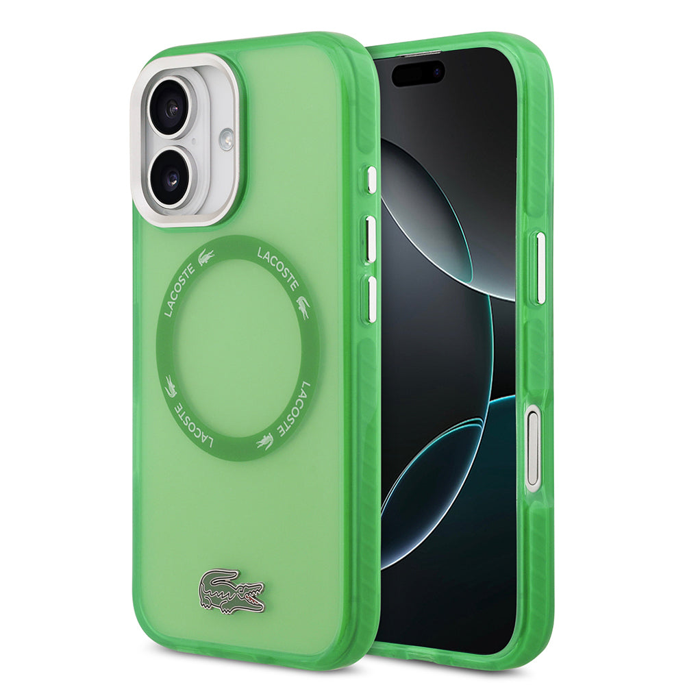 iPhone 17 Kılıf Lacoste Orijinal Lisanslı M-safe Şarj Özellikli İkonik Timsah Logolu Buzlu Kılıf