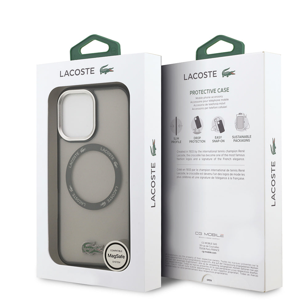 iPhone 17 Kılıf Lacoste Orijinal Lisanslı M-safe Şarj Özellikli İkonik Timsah Logolu Buzlu Kılıf