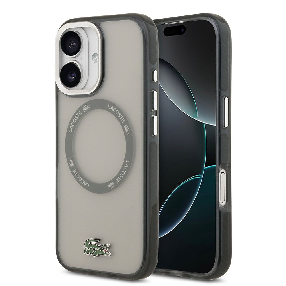 iPhone 17 Kılıf Lacoste Orijinal Lisanslı M-safe Şarj Özellikli İkonik Timsah Logolu Buzlu Kılıf