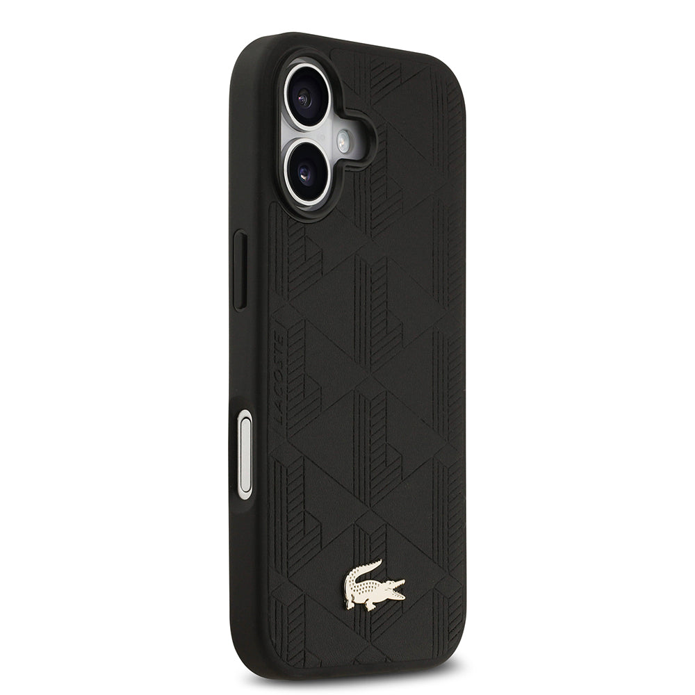 iPhone 17 Kılıf Lacoste Orijinal Lisanslı M-safe Şarj Özellikli PU Deri Tasarımlı Karışık Monogram Desenli Kılıf