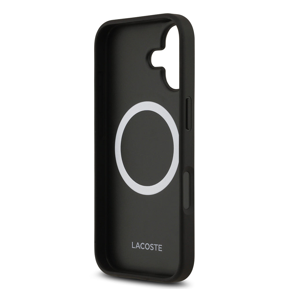 iPhone 17 Kılıf Lacoste Orijinal Lisanslı M-safe Şarj Özellikli PU Deri Tasarımlı Karışık Monogram Desenli Kılıf
