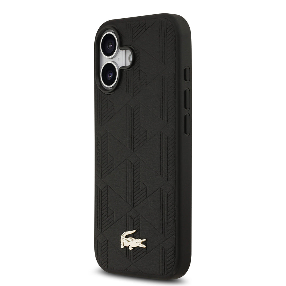 iPhone 17 Kılıf Lacoste Orijinal Lisanslı M-safe Şarj Özellikli PU Deri Tasarımlı Karışık Monogram Desenli Kılıf
