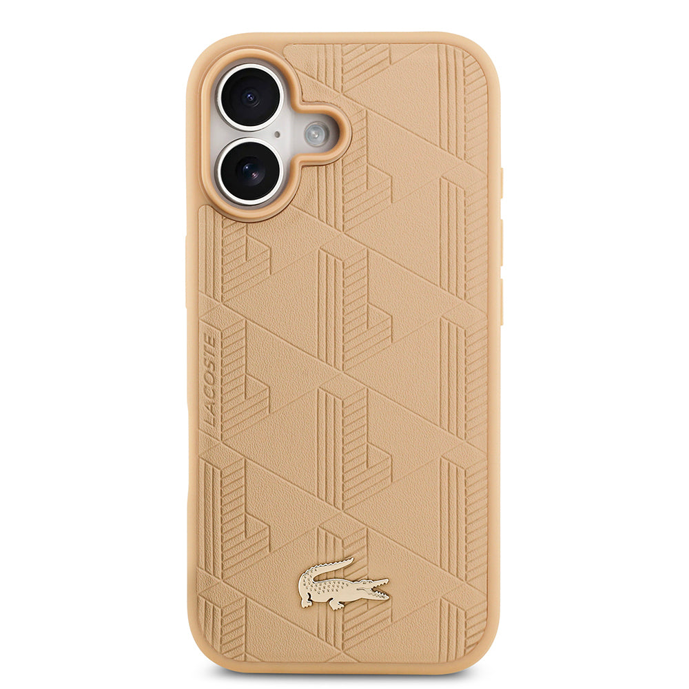 iPhone 17 Kılıf Lacoste Orijinal Lisanslı M-safe Şarj Özellikli PU Deri Tasarımlı Karışık Monogram Desenli Kılıf