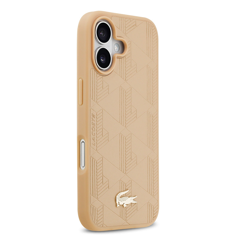 iPhone 17 Kılıf Lacoste Orijinal Lisanslı M-safe Şarj Özellikli PU Deri Tasarımlı Karışık Monogram Desenli Kılıf