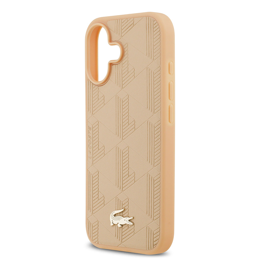 iPhone 17 Kılıf Lacoste Orijinal Lisanslı M-safe Şarj Özellikli PU Deri Tasarımlı Karışık Monogram Desenli Kılıf