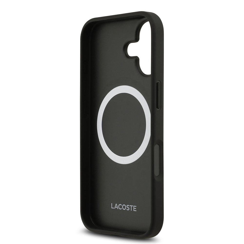 iPhone 17 Kılıf Lacoste Orijinal Lisanslı M-safe Şarj Özellikli PU Deri Tasarımlı Kartlıklı Karışık Monogram Desenli Kılıf