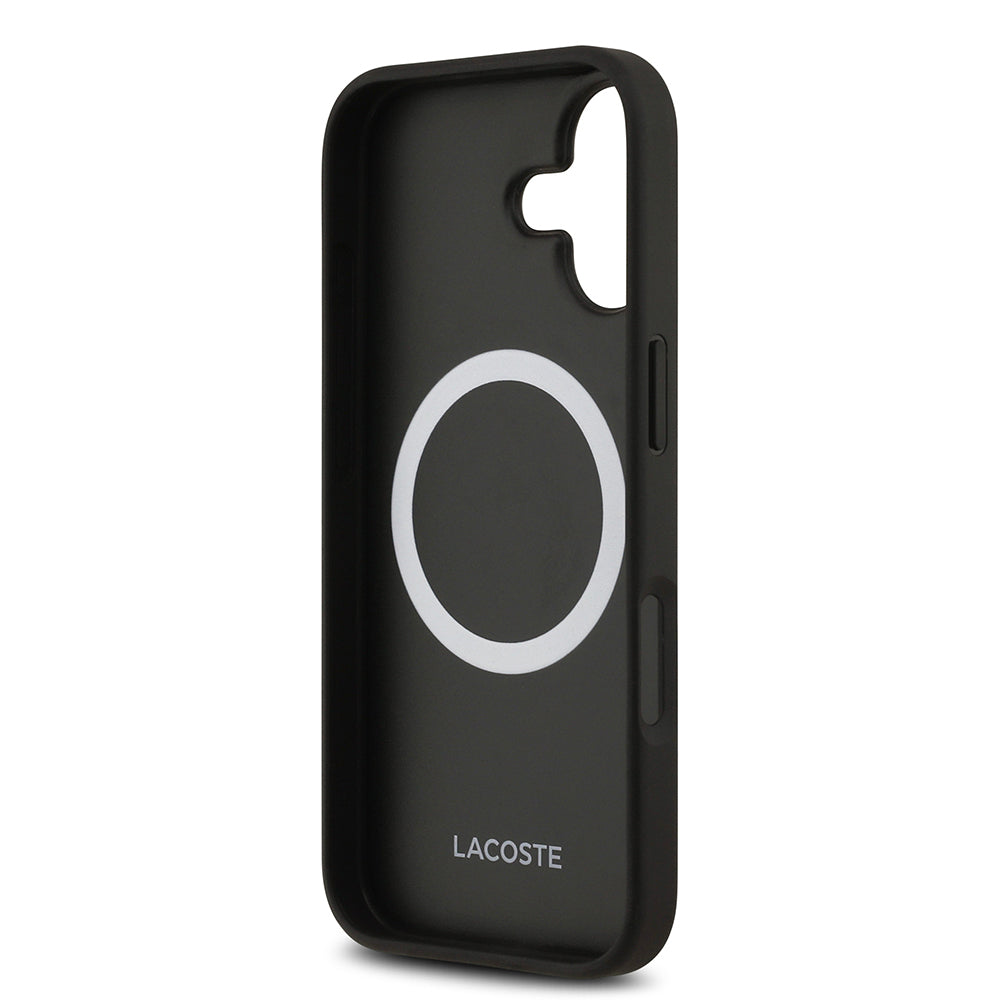 iPhone 17 Kılıf Lacoste Orijinal Lisanslı M-safe Şarj Özellikli PU Deri Tasarımlı Kartlıklı Karışık Monogram Desenli Kılıf