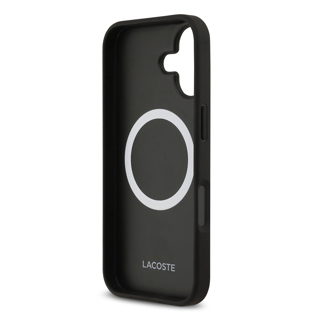 iPhone 17 Kılıf Lacoste Orijinal Lisanslı M-safe Şarj Özellikli PU Deri Tasarımlı Metal Logolu Kılıf