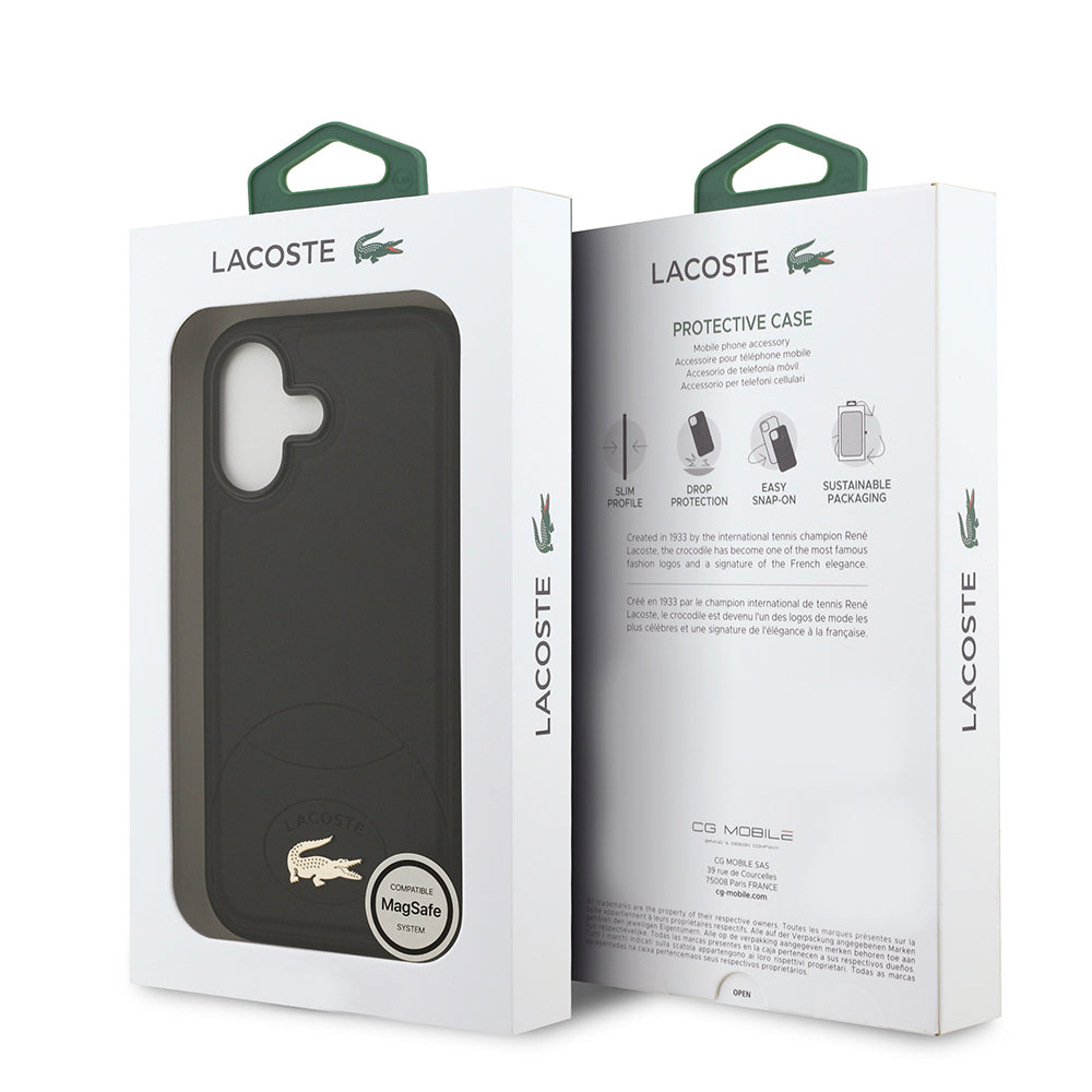 iPhone 17 Kılıf Lacoste Orijinal Lisanslı M-safe Şarj Özellikli PU Deri Tasarımlı Metal Logolu Kılıf