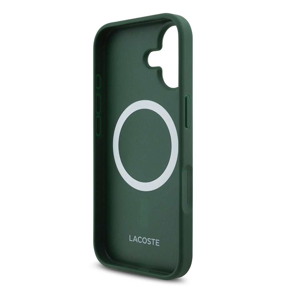 iPhone 17 Kılıf Lacoste Orijinal Lisanslı M-safe Şarj Özellikli PU Deri Tasarımlı Metal Logolu Kılıf