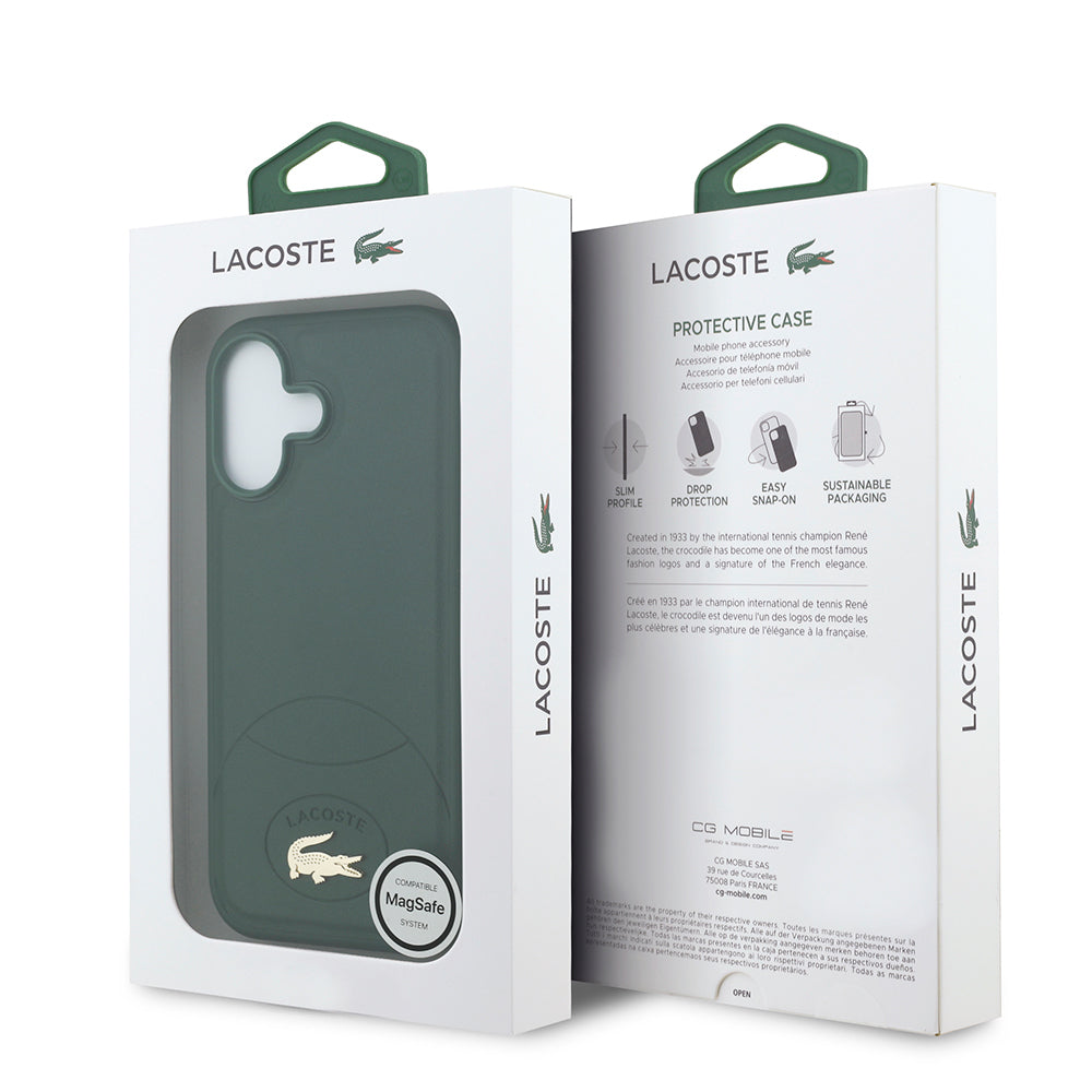 iPhone 17 Kılıf Lacoste Orijinal Lisanslı M-safe Şarj Özellikli PU Deri Tasarımlı Metal Logolu Kılıf