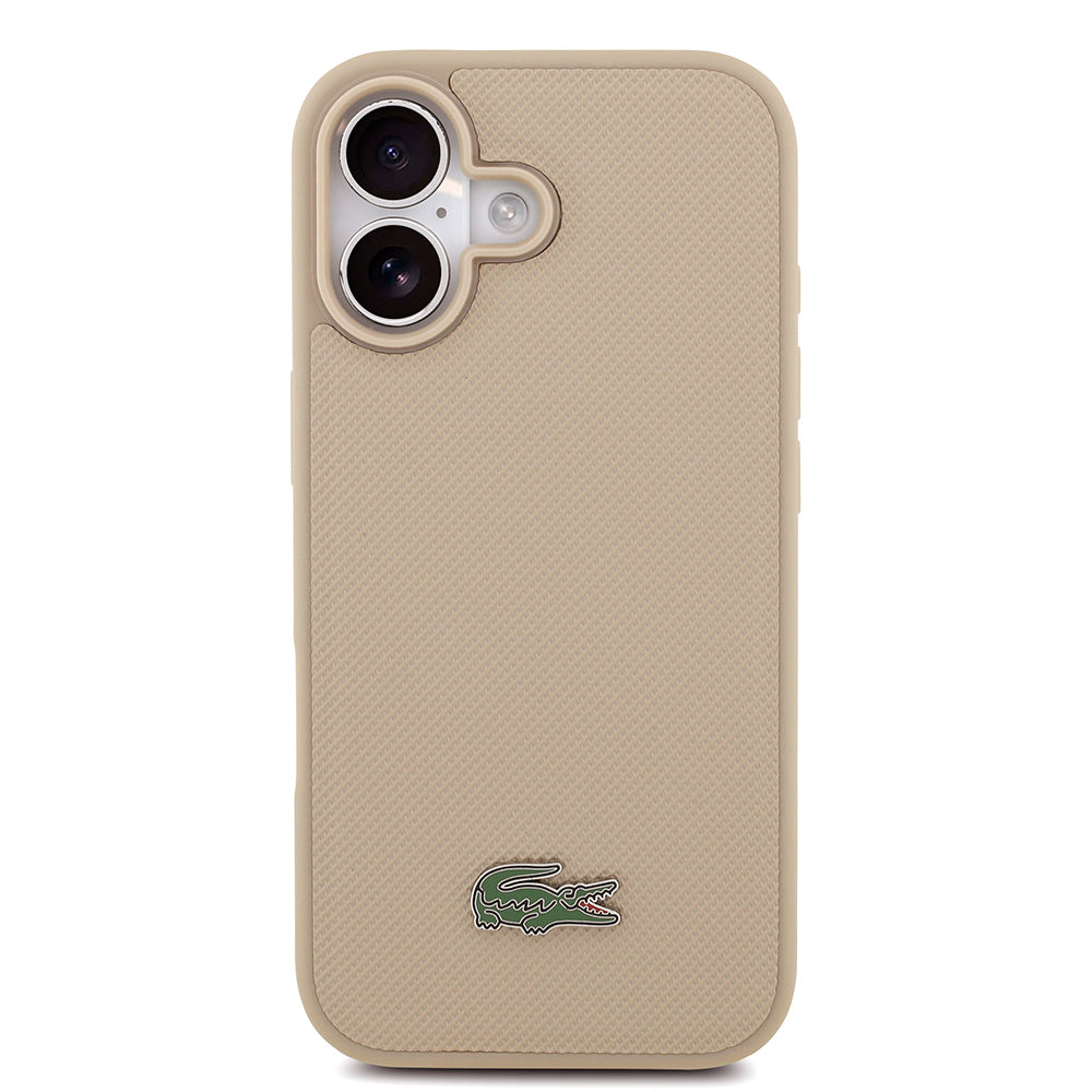 iPhone 17 Kılıf Lacoste Orijinal Lisanslı M-safe Şarj Özellikli PU Pike Desenli Metal Logolu Kartlıklı Kılıf