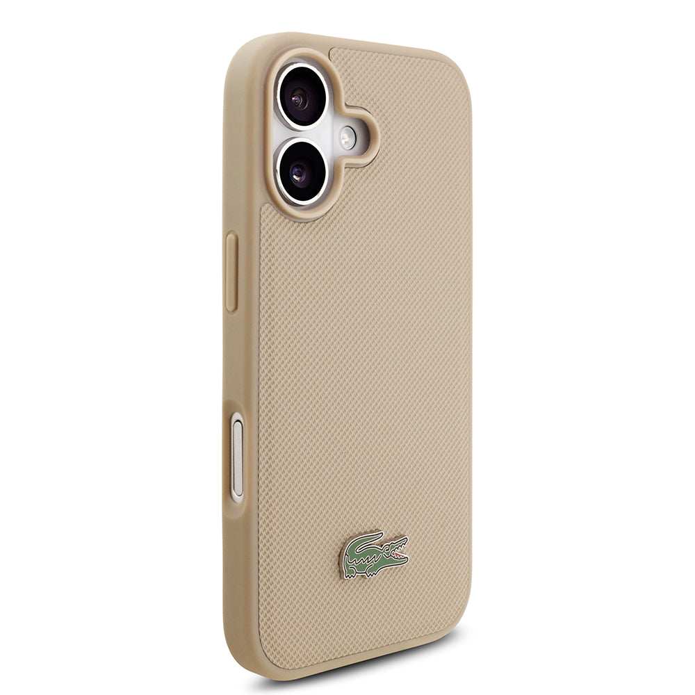 iPhone 17 Kılıf Lacoste Orijinal Lisanslı M-safe Şarj Özellikli PU Pike Desenli Metal Logolu Kartlıklı Kılıf
