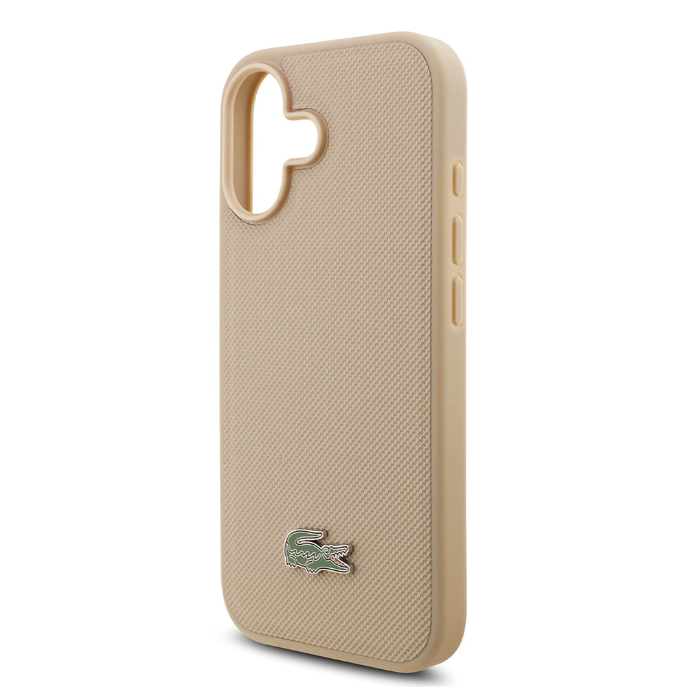 iPhone 17 Kılıf Lacoste Orijinal Lisanslı M-safe Şarj Özellikli PU Pike Desenli Metal Logolu Kartlıklı Kılıf