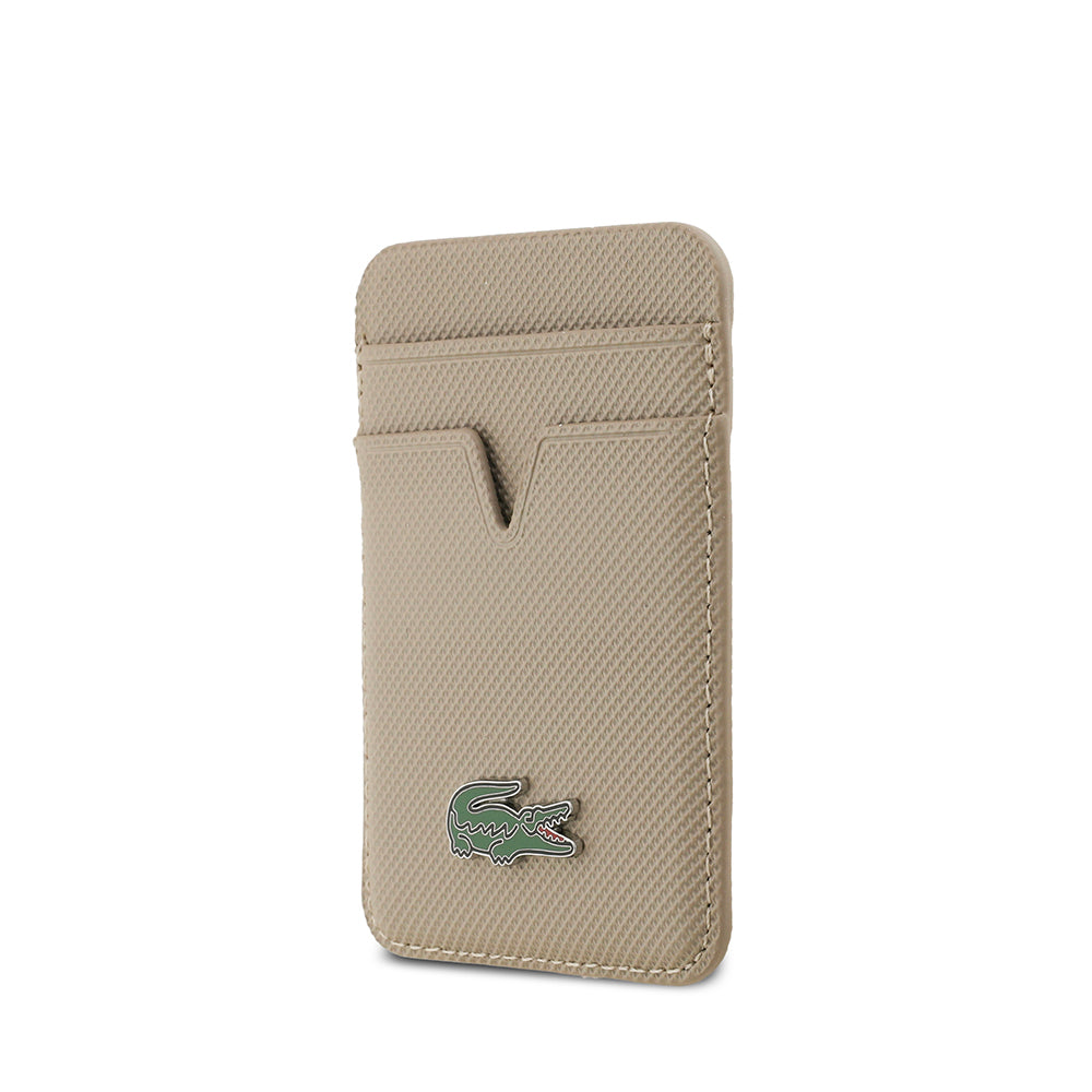 iPhone 17 Kılıf Lacoste Orijinal Lisanslı M-safe Şarj Özellikli PU Pike Desenli Metal Logolu Kartlıklı Kılıf