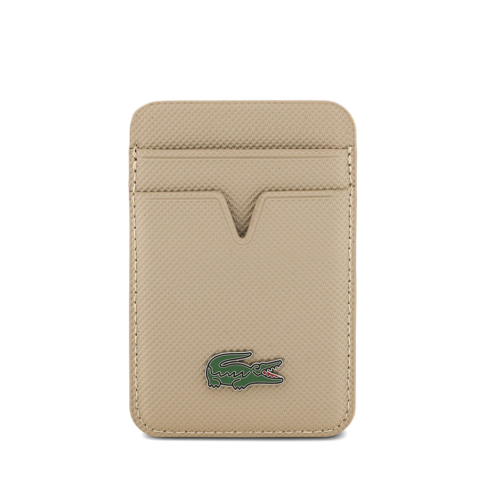 iPhone 17 Kılıf Lacoste Orijinal Lisanslı M-safe Şarj Özellikli PU Pike Desenli Metal Logolu Kartlıklı Kılıf