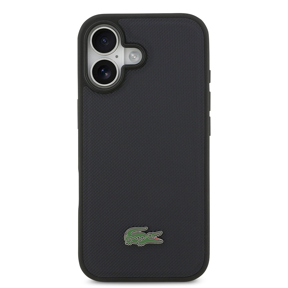 iPhone 17 Kılıf Lacoste Orijinal Lisanslı M-safe Şarj Özellikli PU Pike Desenli Metal Logolu Kartlıklı Kılıf