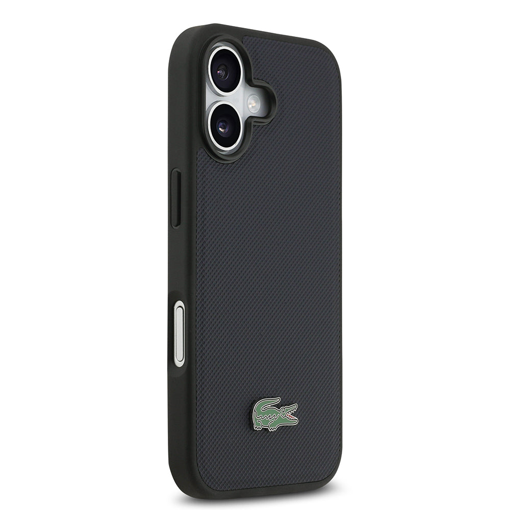 iPhone 17 Kılıf Lacoste Orijinal Lisanslı M-safe Şarj Özellikli PU Pike Desenli Metal Logolu Kartlıklı Kılıf
